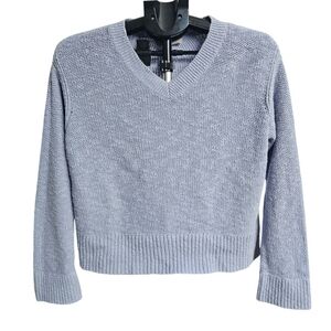 Everlane Linen blend V-neck Pullover Blue Sweatshirt Size S